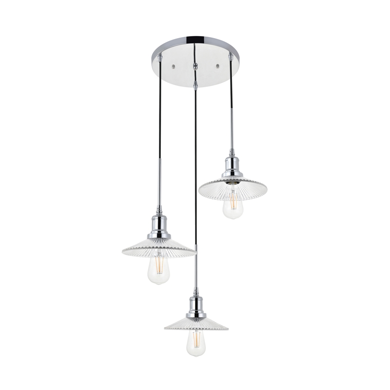Living District Waltz 3 Light Chrome Pendant