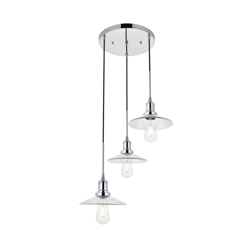 Living District Waltz 3 Light Chrome Pendant