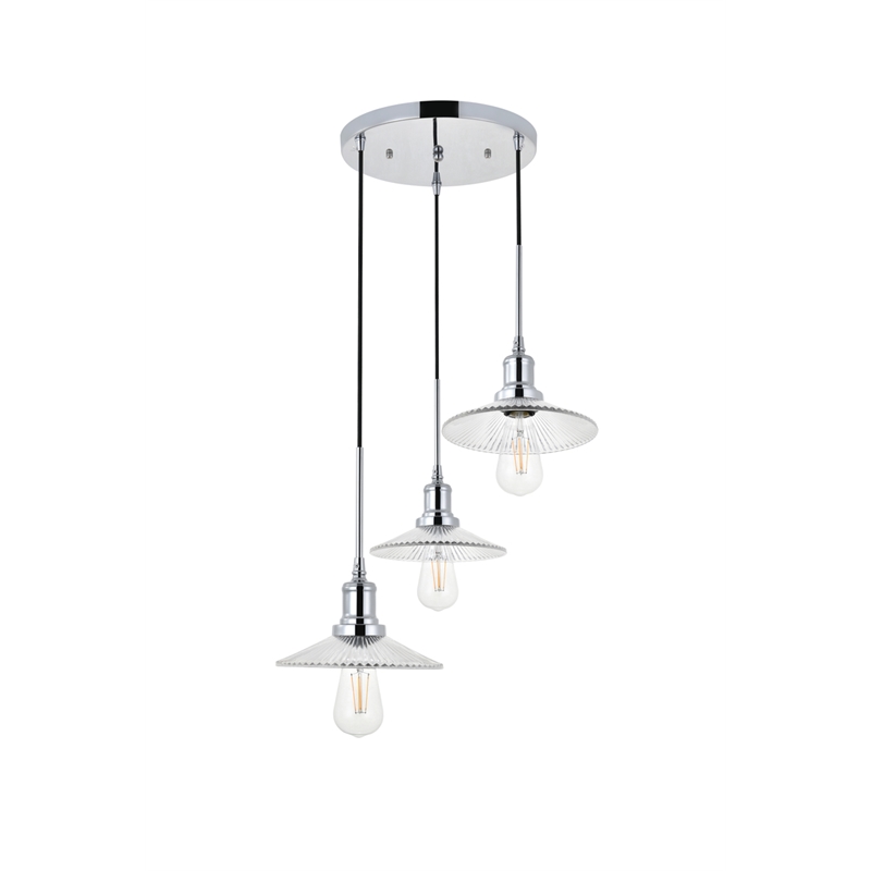 Living District Waltz 3 Light Chrome Pendant