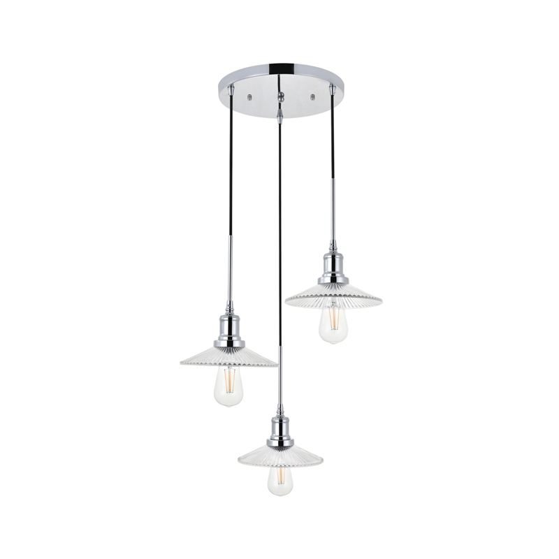 Living District Waltz 3 Light Chrome Pendant