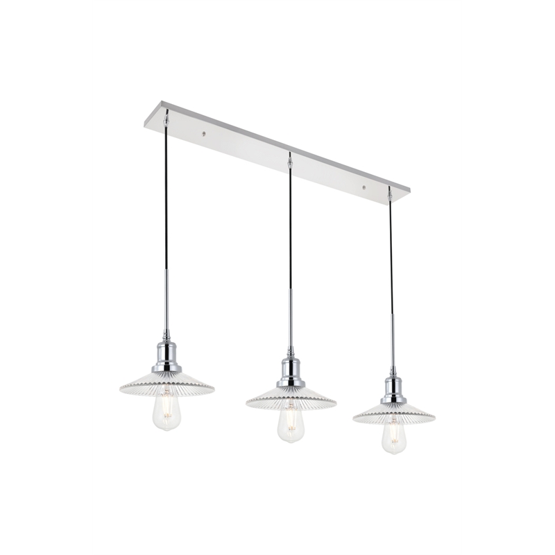 Living District Waltz 3 Light Chrome Pendant