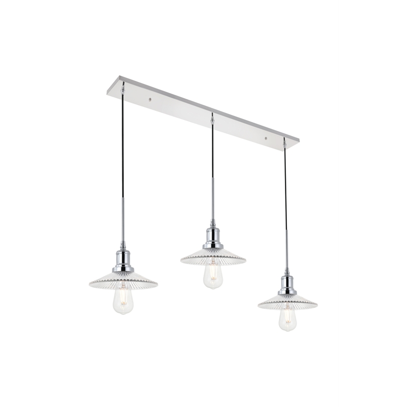 Living District Waltz 3 Light Chrome Pendant