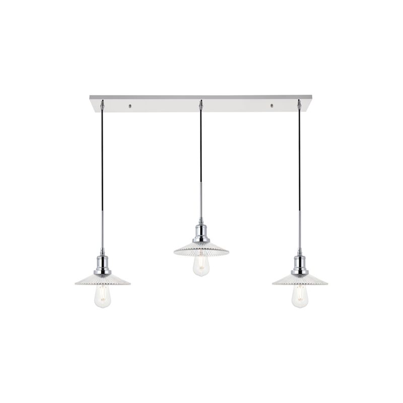 Living District Waltz 3 Light Chrome Pendant