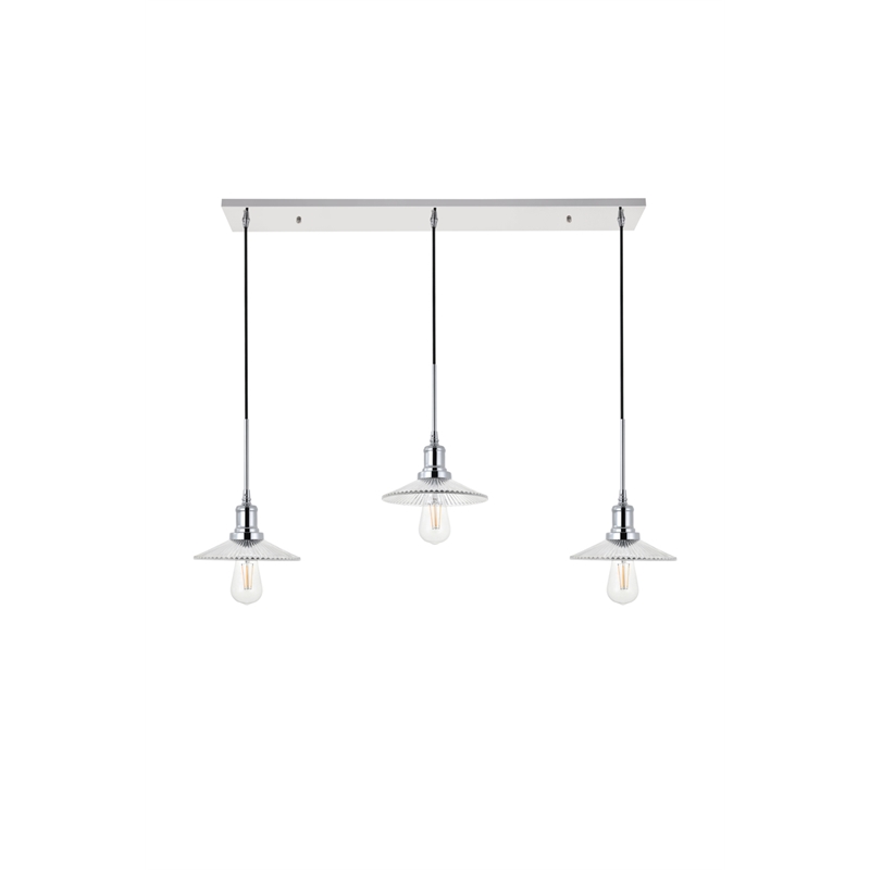 Living District Waltz 3 Light Chrome Pendant