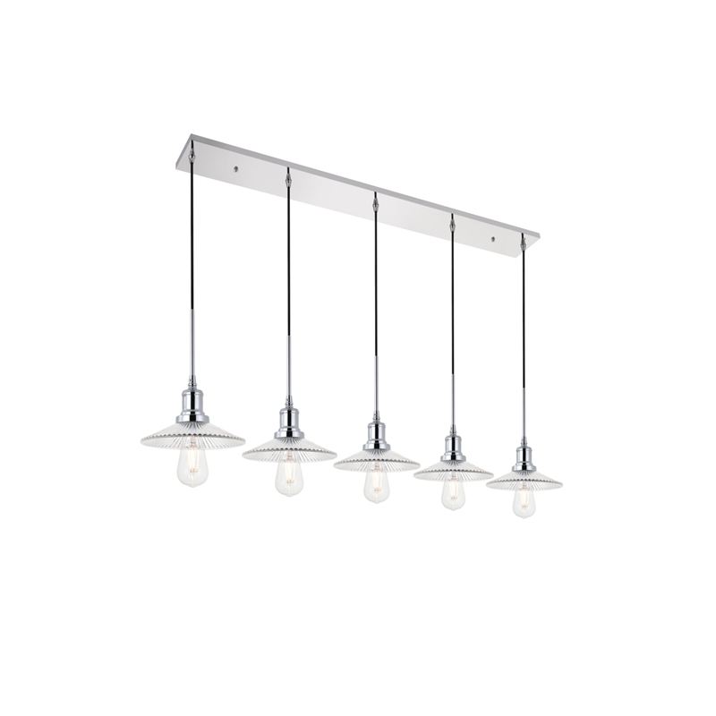 Living District Waltz 5 Light Chrome Pendant