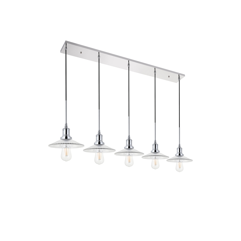 Living District Waltz 5 Light Chrome Pendant