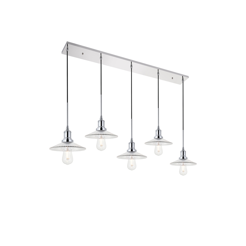 Living District Waltz 5 Light Chrome Pendant