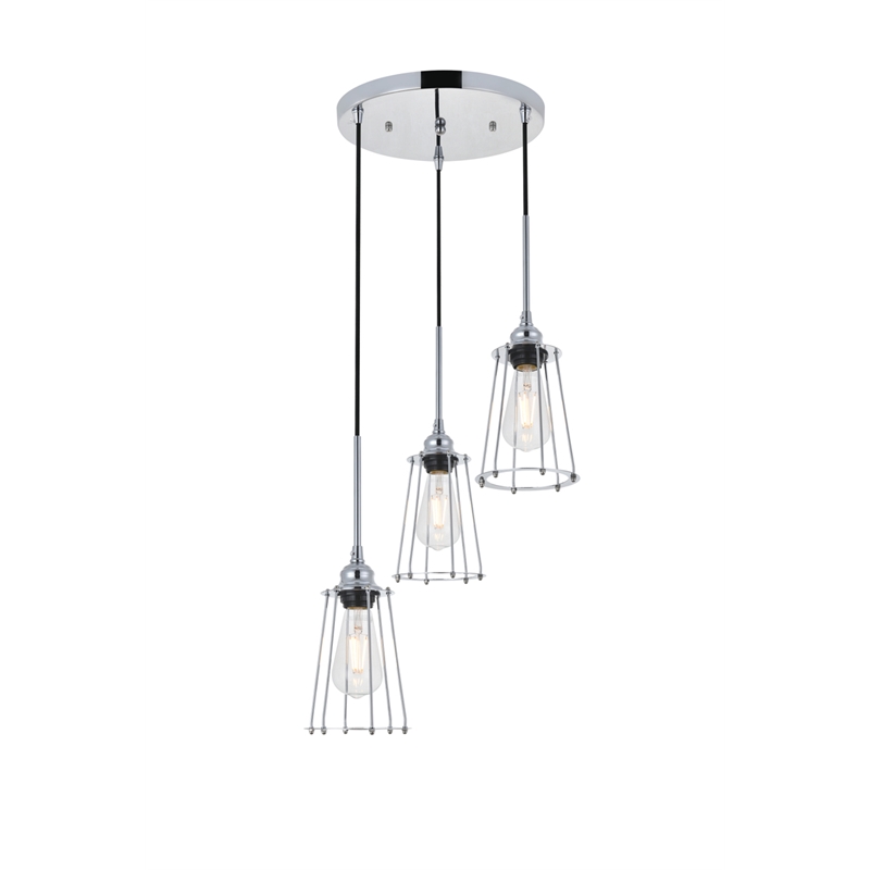 Living District Auspice 3 Light Chrome Pendant