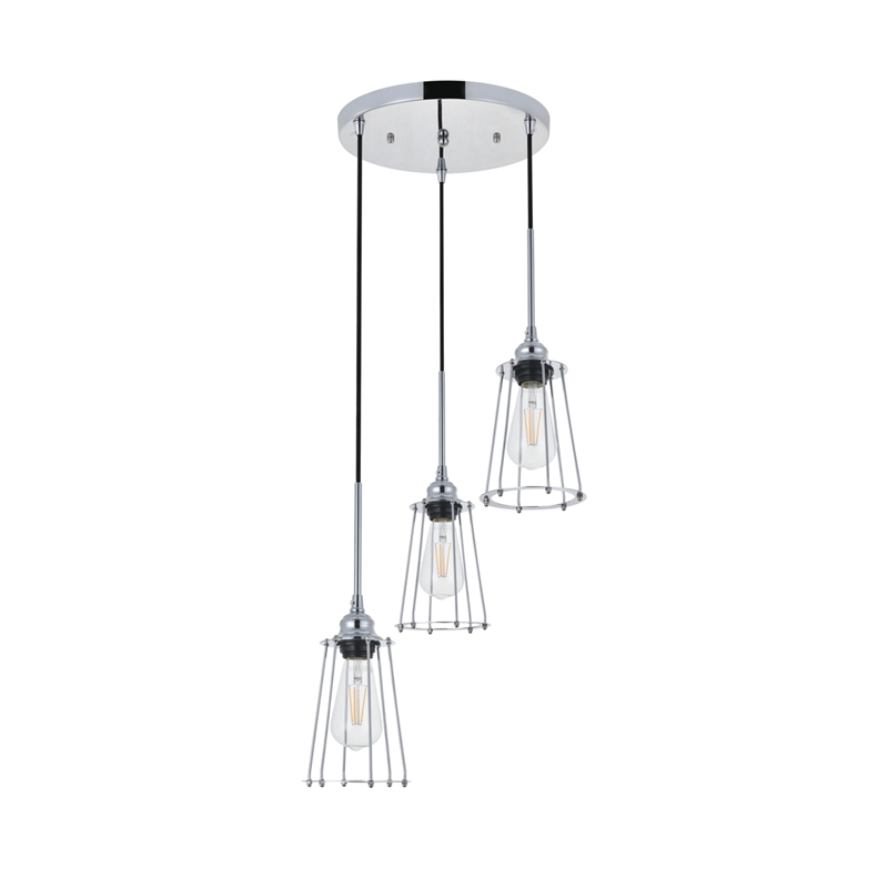 Living District Auspice 3 Light Chrome Pendant