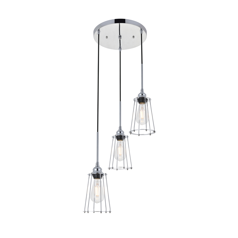 Living District Auspice 3 Light Chrome Pendant