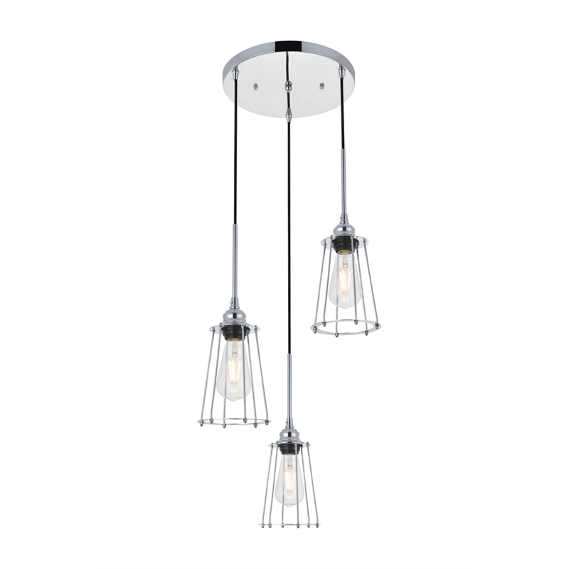 Living District Auspice 3 Light Chrome Pendant