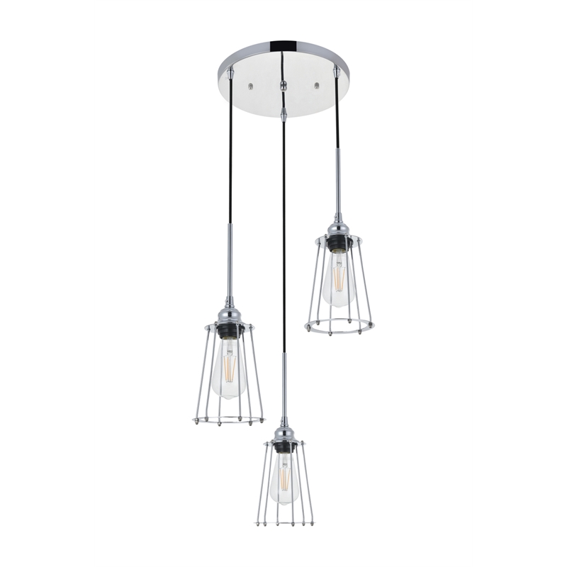 Living District Auspice 3 Light Chrome Pendant