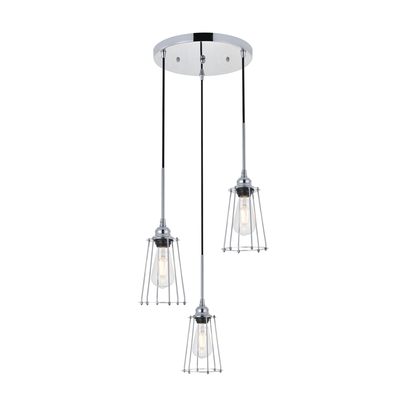Living District Auspice 3 Light Chrome Pendant