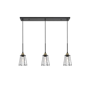 Living District Auspice 3 Light Brass and Black Pendant
