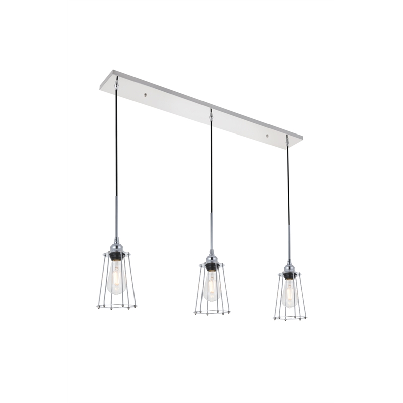 Living District Auspice 3 Light Chrome Pendant