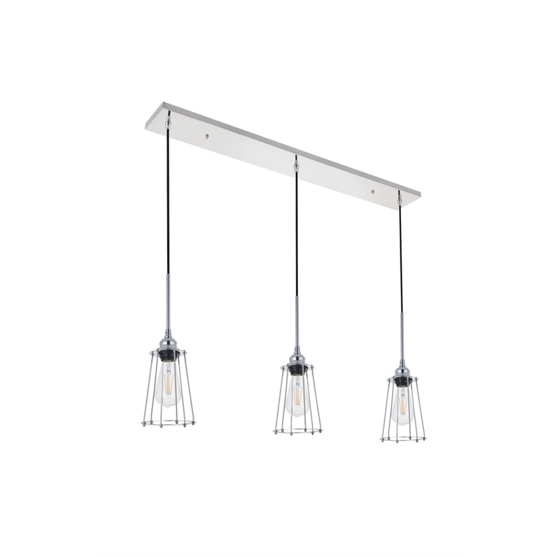 Living District Auspice 3 Light Chrome Pendant