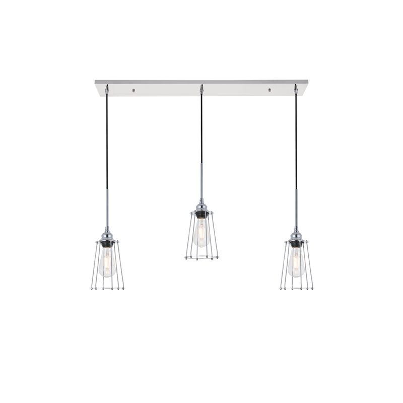 Living District Auspice 3 Light Chrome Pendant