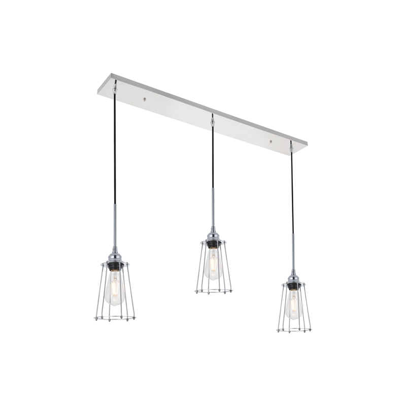 Living District Auspice 3 Light Chrome Pendant