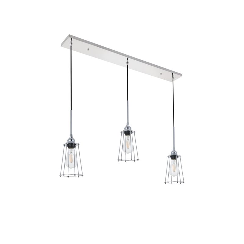 Living District Auspice 3 Light Chrome Pendant