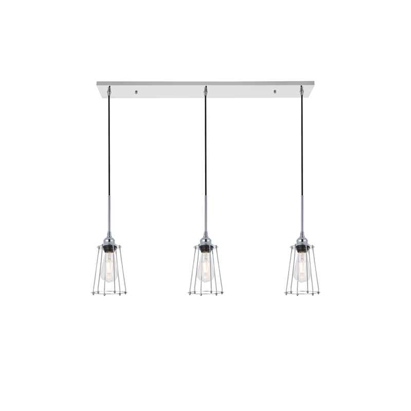 Living District Auspice 3 Light Chrome Pendant