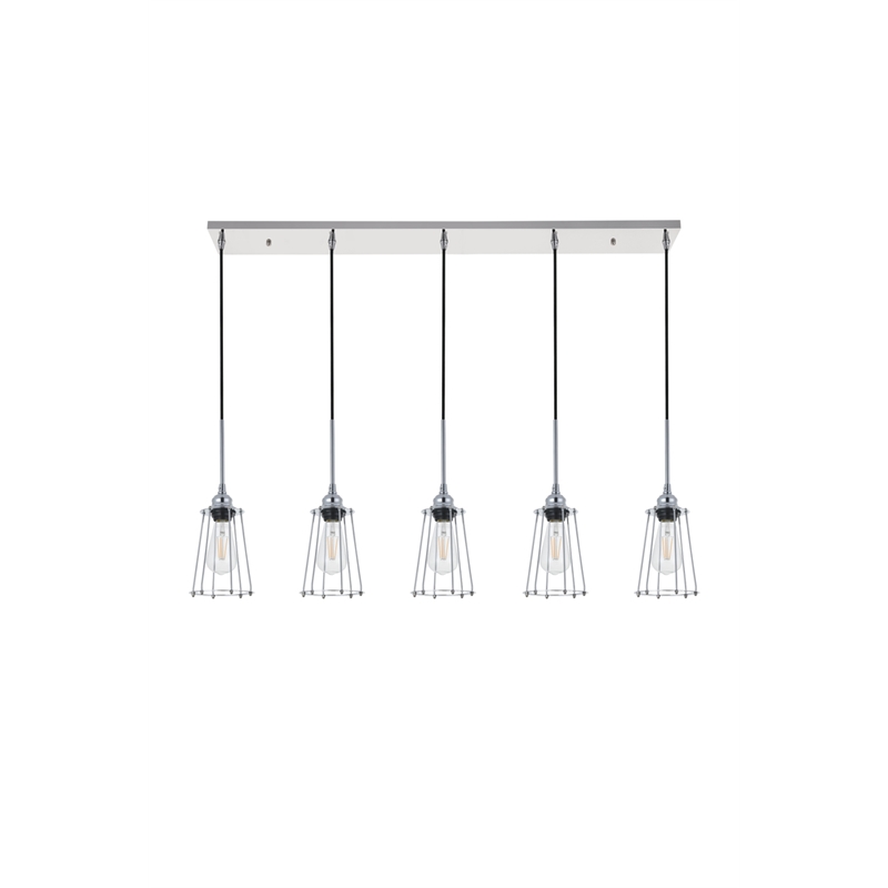 Living District Auspice 5 Light Chrome Pendant