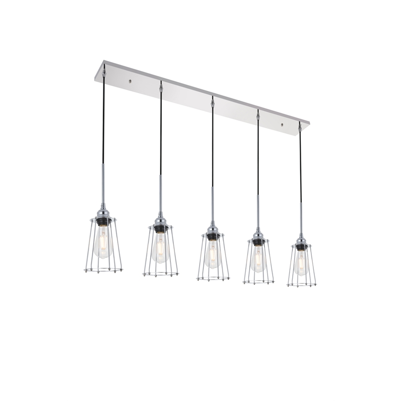 Living District Auspice 5 Light Chrome Pendant