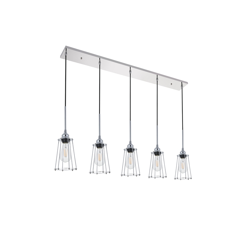 Living District Auspice 5 Light Chrome Pendant