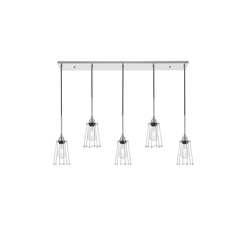 Living District Auspice 5 Light Chrome Pendant