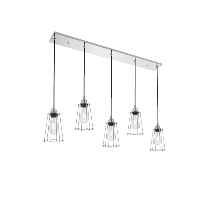 Living District Auspice 5 Light Chrome Pendant
