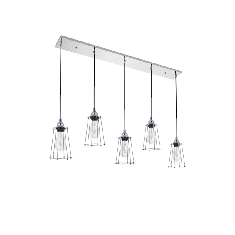 Living District Auspice 5 Light Chrome Pendant