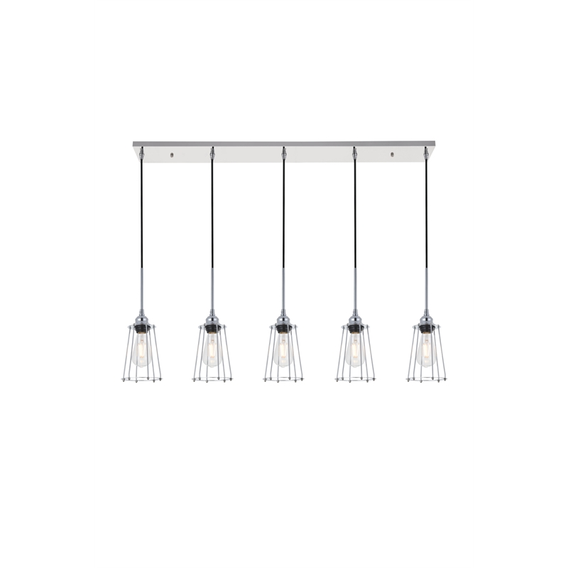 Living District Auspice 5 Light Chrome Pendant