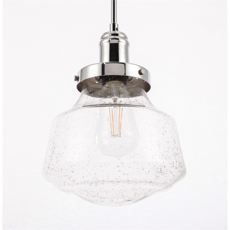 Living District Lyle 1 Light Chrome and Clear Seeded Glass Pendant