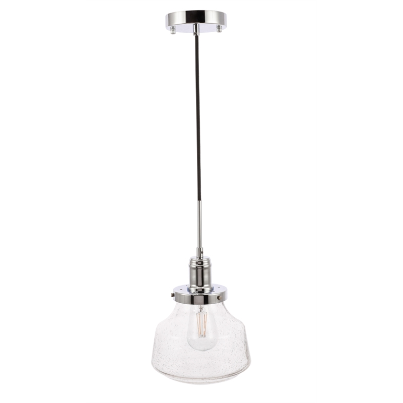 Living District Lyle 1 Light Chrome and Clear Seeded Glass Pendant