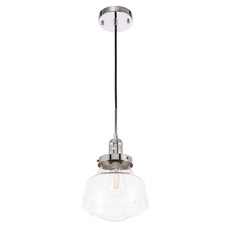 Living District Lyle 1 Light Chrome and Clear Seeded Glass Pendant