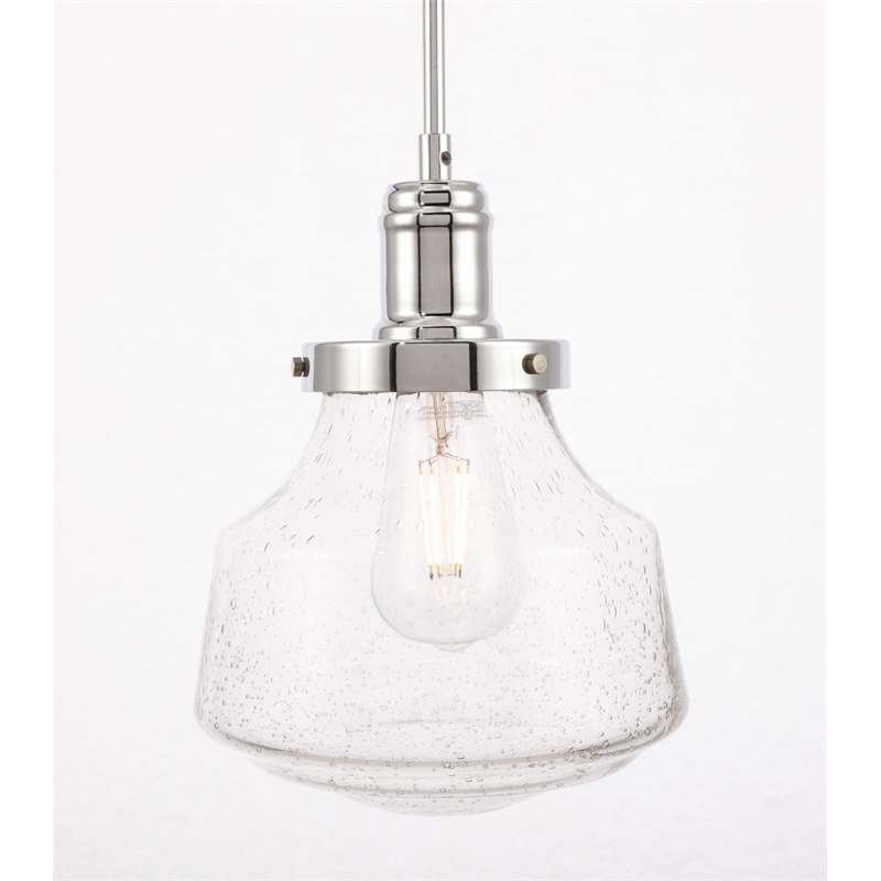 Living District Lyle 1 Light Chrome and Clear Seeded Glass Pendant