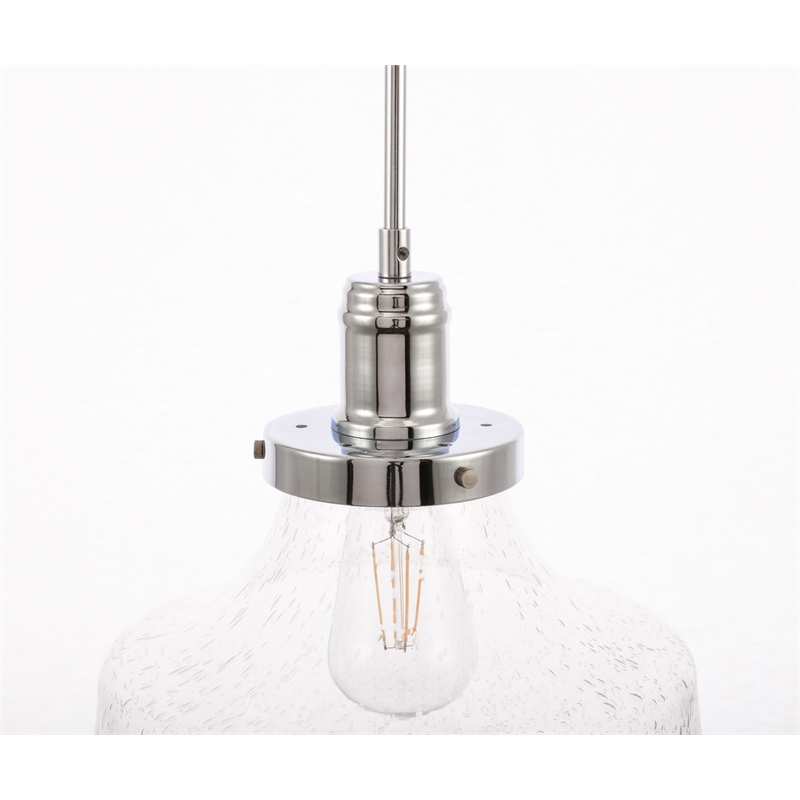 Living District Lyle 1 Light Chrome and Clear Seeded Glass Pendant