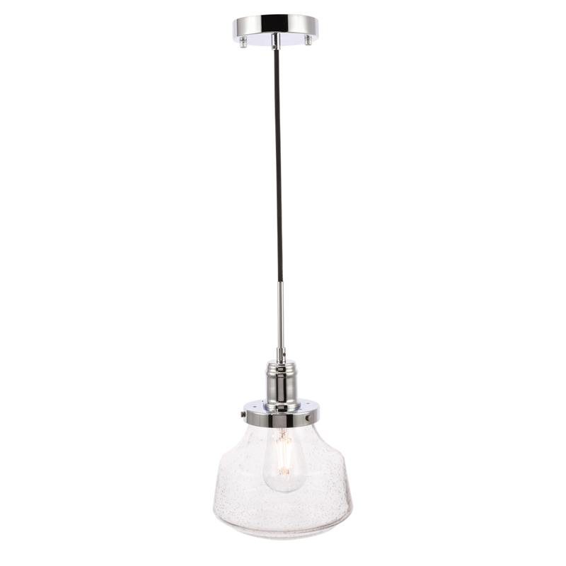 Living District Lyle 1 Light Chrome and Clear Seeded Glass Pendant