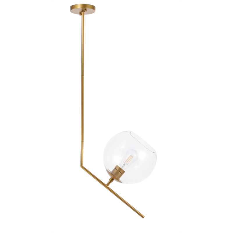Living District Ryland 1 Light Brassand Clear Glass Pendant