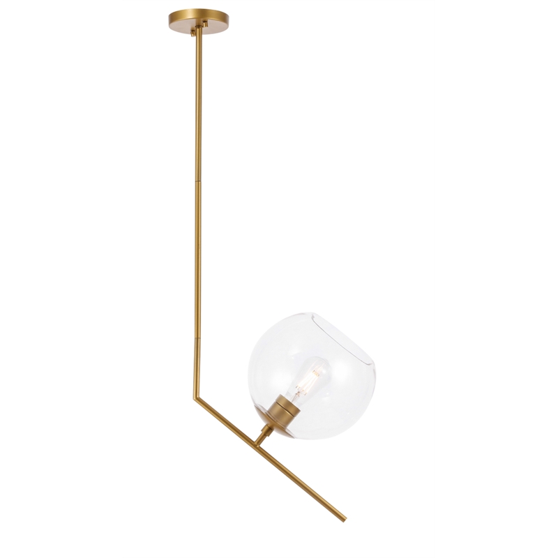 Living District Ryland 1 Light Brassand Clear Glass Pendant