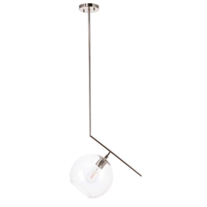 Living District Ryland 1 Light Chrome and Clear Glass Pendant