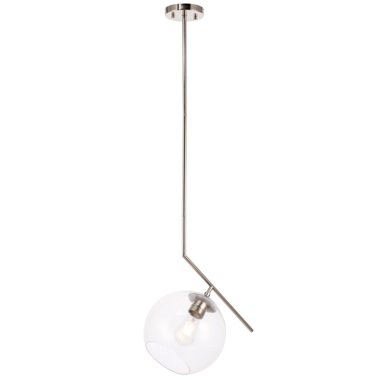 Living District Ryland 1 Light Chrome and Clear Glass Pendant