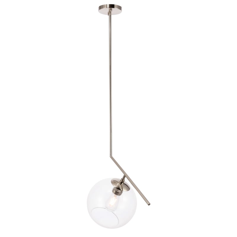 Living District Ryland 1 Light Chrome and Clear Glass Pendant