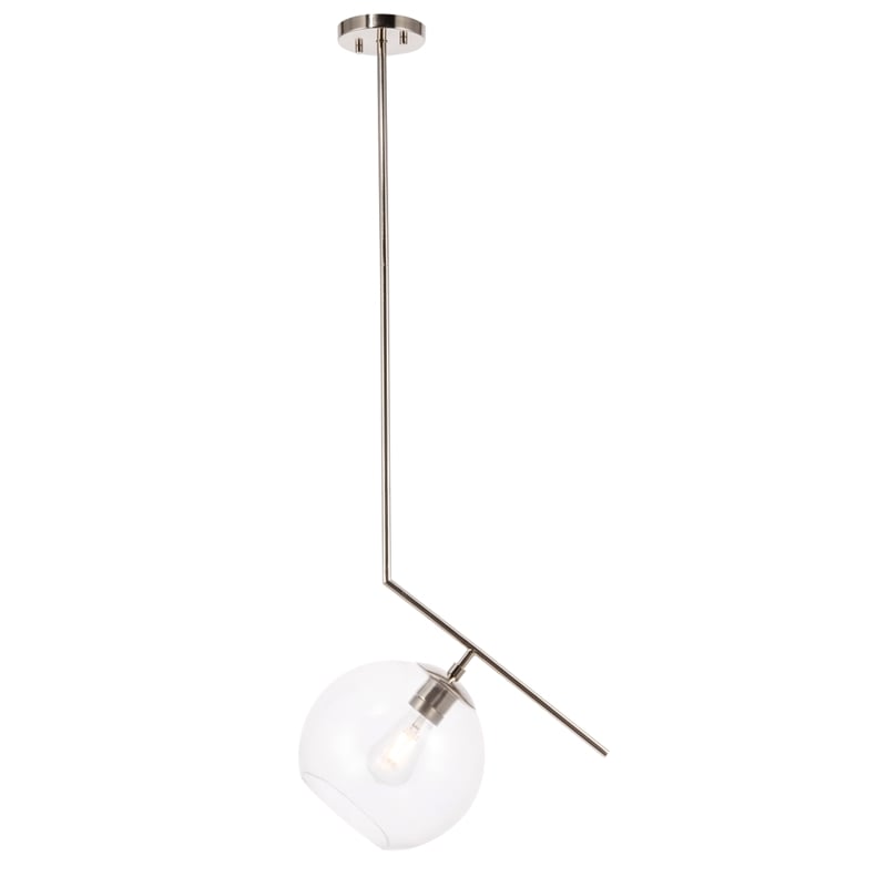 Living District Ryland 1 Light Chrome and Clear Glass Pendant
