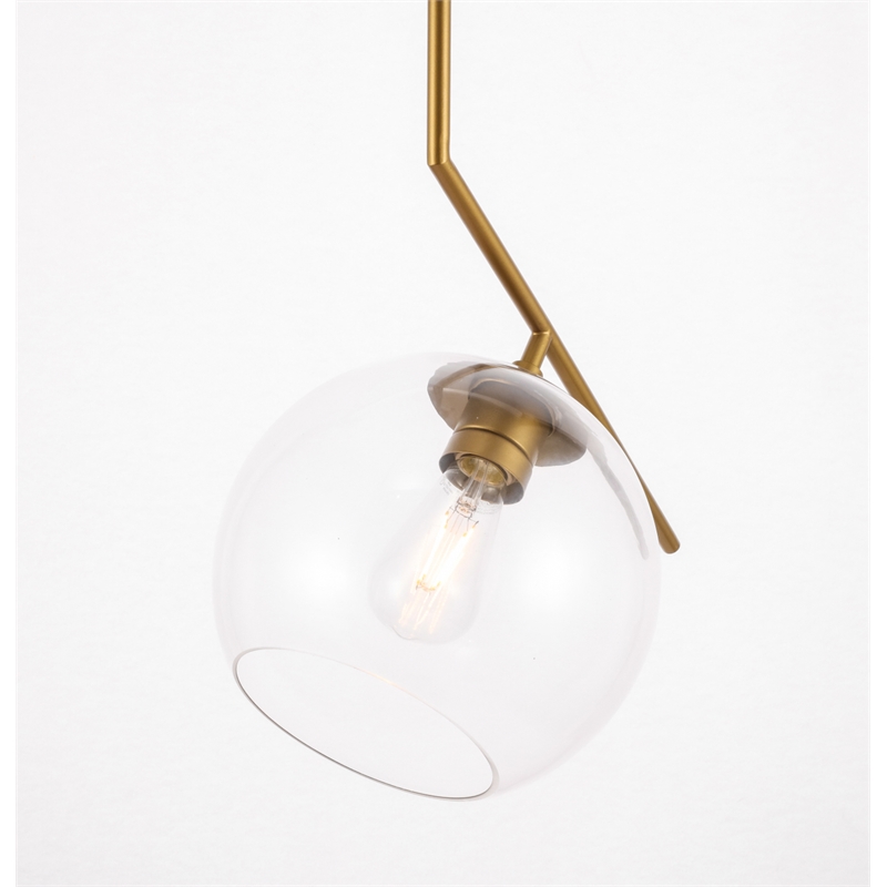 Living District Ryland 1 Light Brass and Clear Glass Pendant