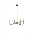 Living District Rohan 4 Light Matte Black and Brass Pendant