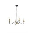 Living District Rohan 4 Light Matte Black and Brass Pendant
