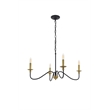 Living District Rohan 4 Light Matte Black and Brass Pendant