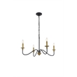 Living District Rohan 4 Light Matte Black and Brass Pendant