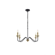 Living District Rohan 4 Light Matte Black and Brass Pendant