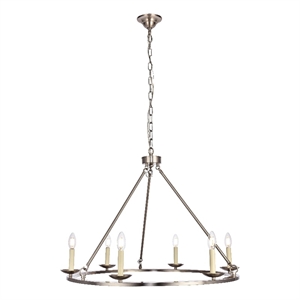 Living District Maine Collection Chandelier in Burnished Nickel Finish